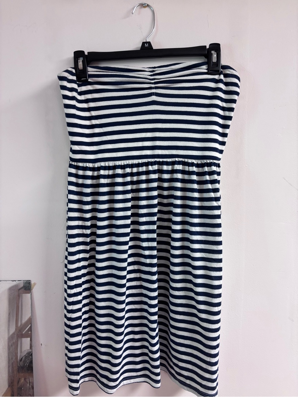 Y2K Striped Navy and White Tube Dress